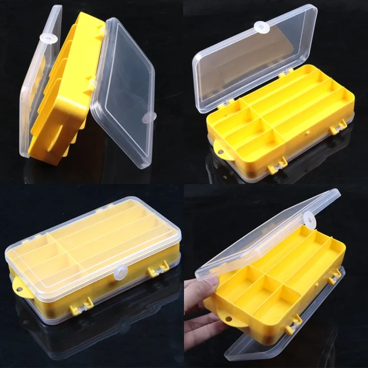 Portable Outdoor Lure Box Transparent Plastic Double-sided Storage Box, Size: 18 x 10 x 5cm(Yellow   White)