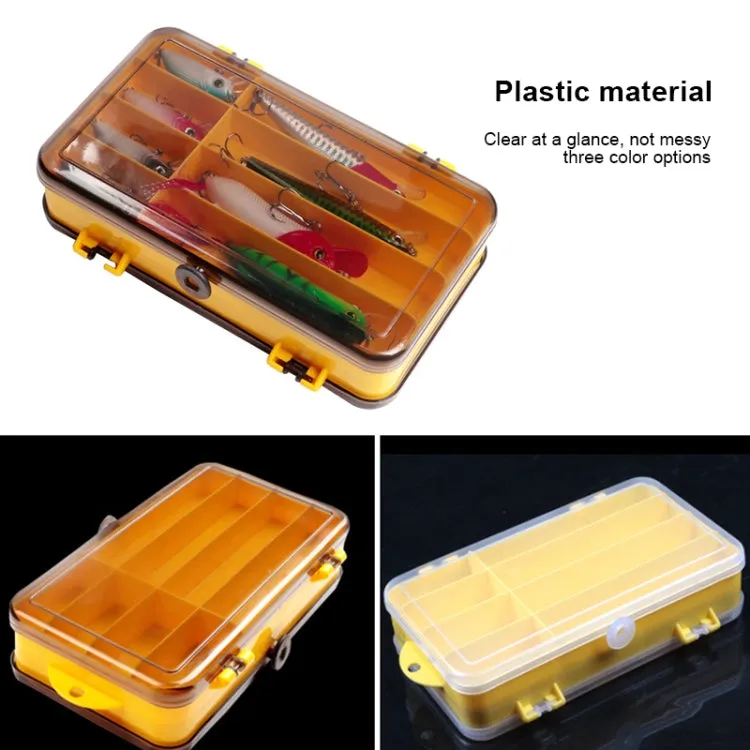 Portable Outdoor Lure Box Transparent Plastic Double-sided Storage Box, Size: 18 x 10 x 5cm(Yellow   White)