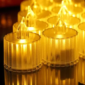 Prostuff.in® LED Smokeless Candle Lights Battery Powered Led Light Night Lamp for Bedroom Party Wedding Decoration 24 Pcs Transparent Color