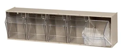 Quantum QTB305 Clear Tip Out Bin with 5 Compartments, 23.63" x 5.25" x 6.5"