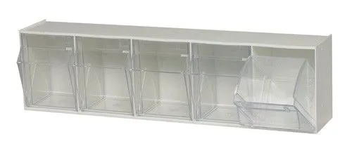 Quantum QTB305 Clear Tip Out Bin with 5 Compartments, 23.63" x 5.25" x 6.5"