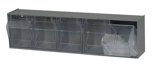 Quantum QTB305 Clear Tip Out Bin with 5 Compartments, 23.63" x 5.25" x 6.5"