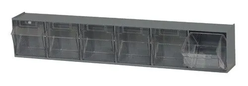 Quantum QTB306 Clear Tip Out Bin with 6 Compartments, 23.63" x 3.63" x 4.5"