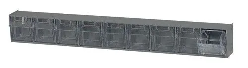 Quantum QTB309 Clear Tip Out Bin with 9 Compartments, 23.63" x 2.5" x 3.13"
