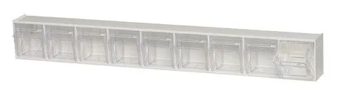 Quantum QTB309 Clear Tip Out Bin with 9 Compartments, 23.63" x 2.5" x 3.13"
