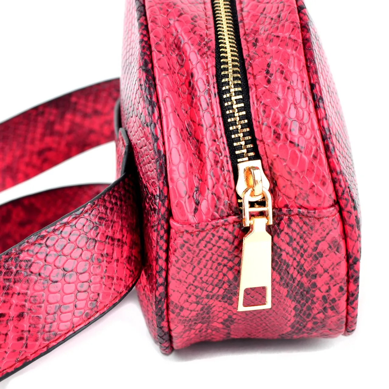 Red Snake Skin Belt Bag
