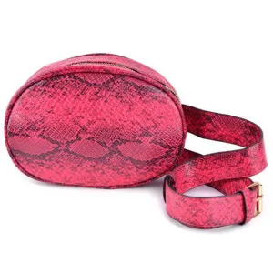 Red Snake Skin Belt Bag