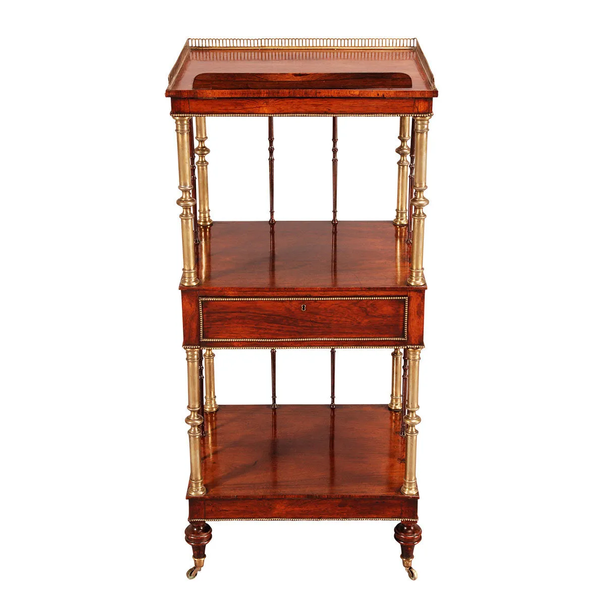 Rosewood and Brass Whatnot with Reading Slope
