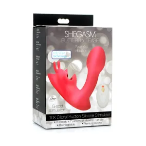 Shegasm Butterfly Tease 10X Clitoral Suction Silicone Stimulator W/ Remote Control