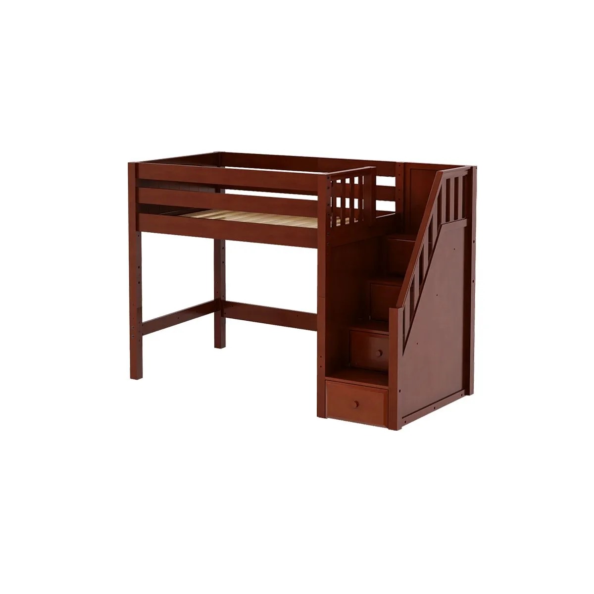 Twin Mid Loft Bed with Stairs