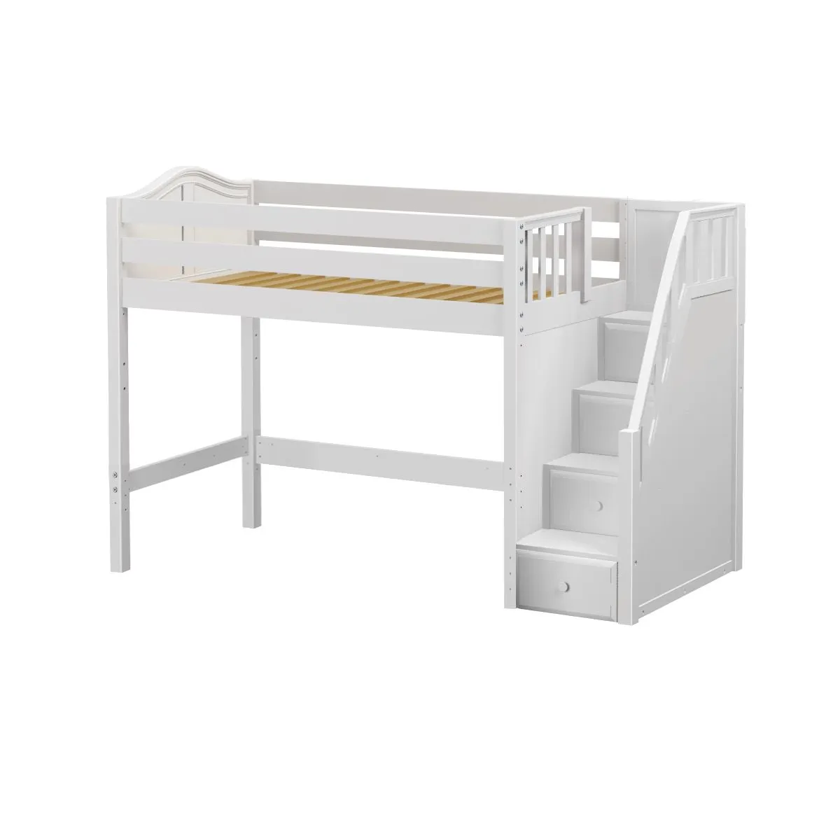 Twin Mid Loft Bed with Stairs