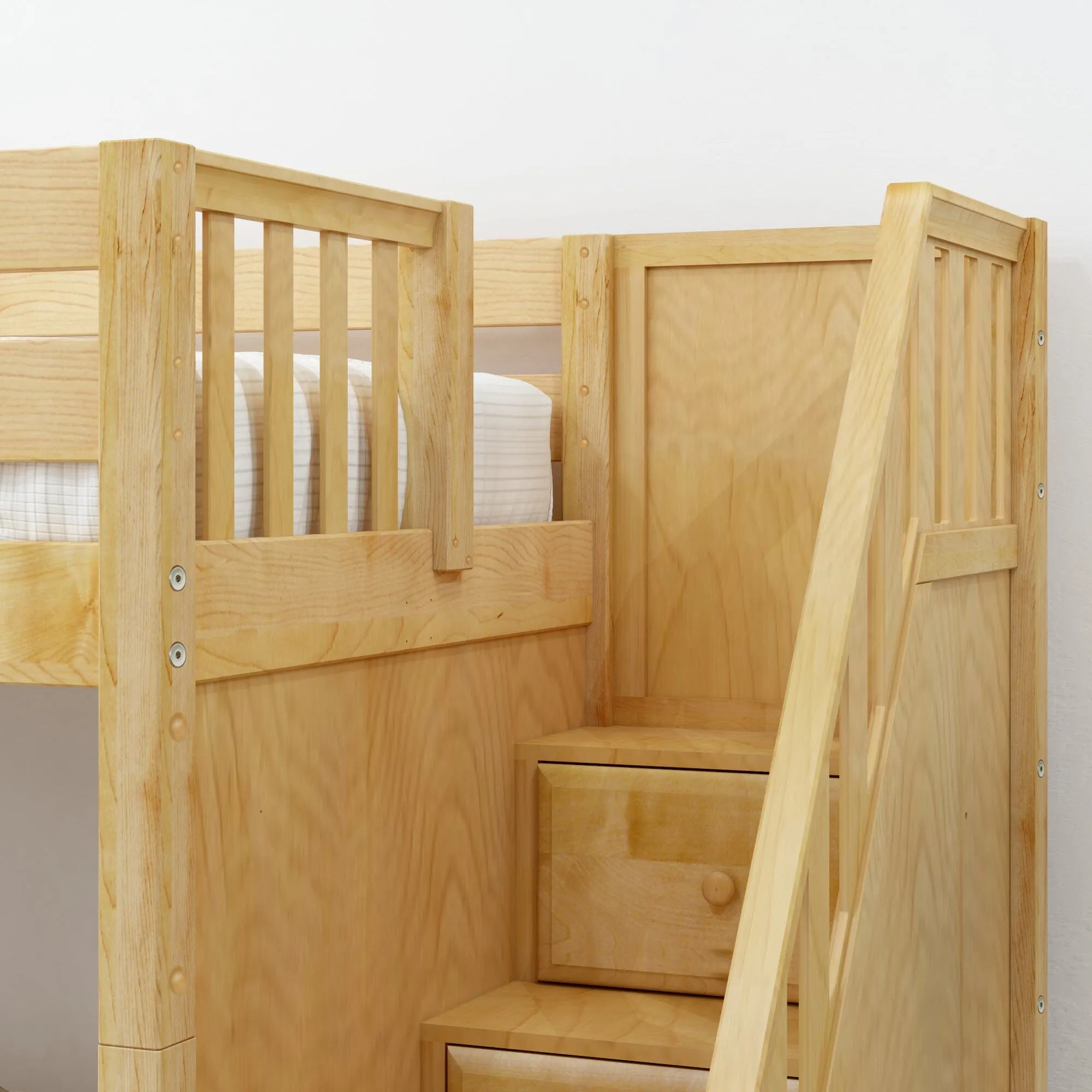 Twin Mid Loft Bed with Stairs
