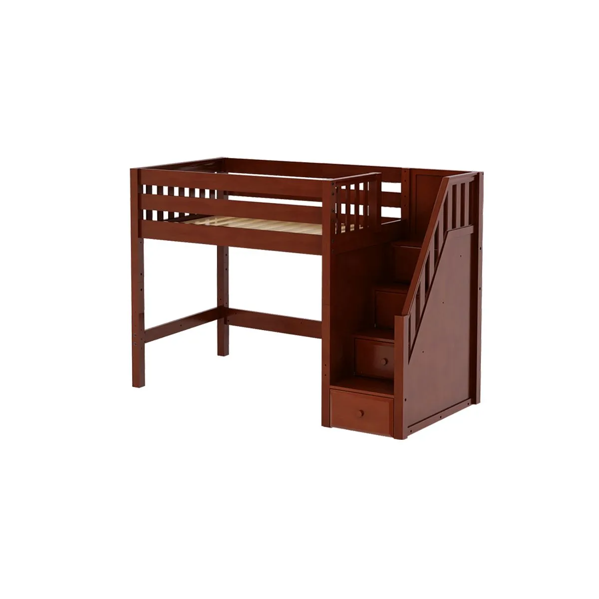 Twin Mid Loft Bed with Stairs