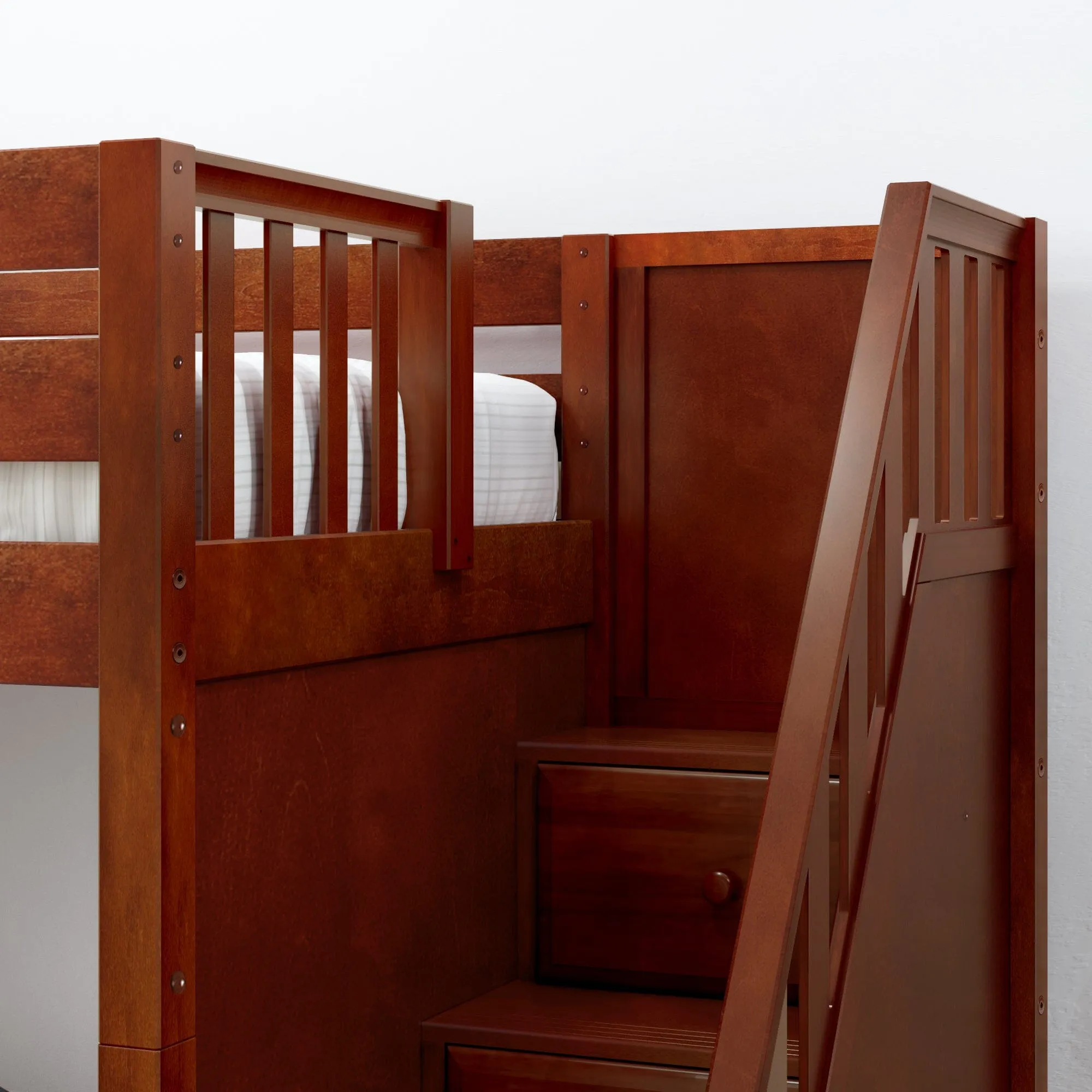 Twin Mid Loft Bed with Stairs