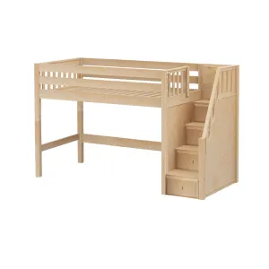 Twin Mid Loft Bed with Stairs