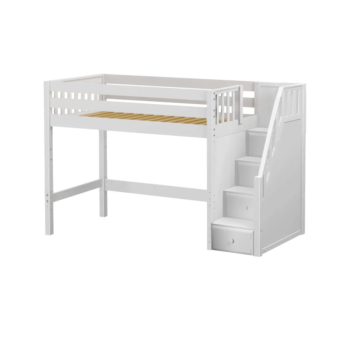 Twin Mid Loft Bed with Stairs