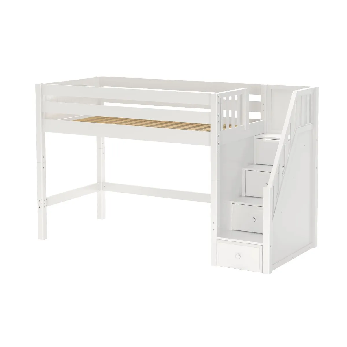 Twin Mid Loft Bed with Stairs