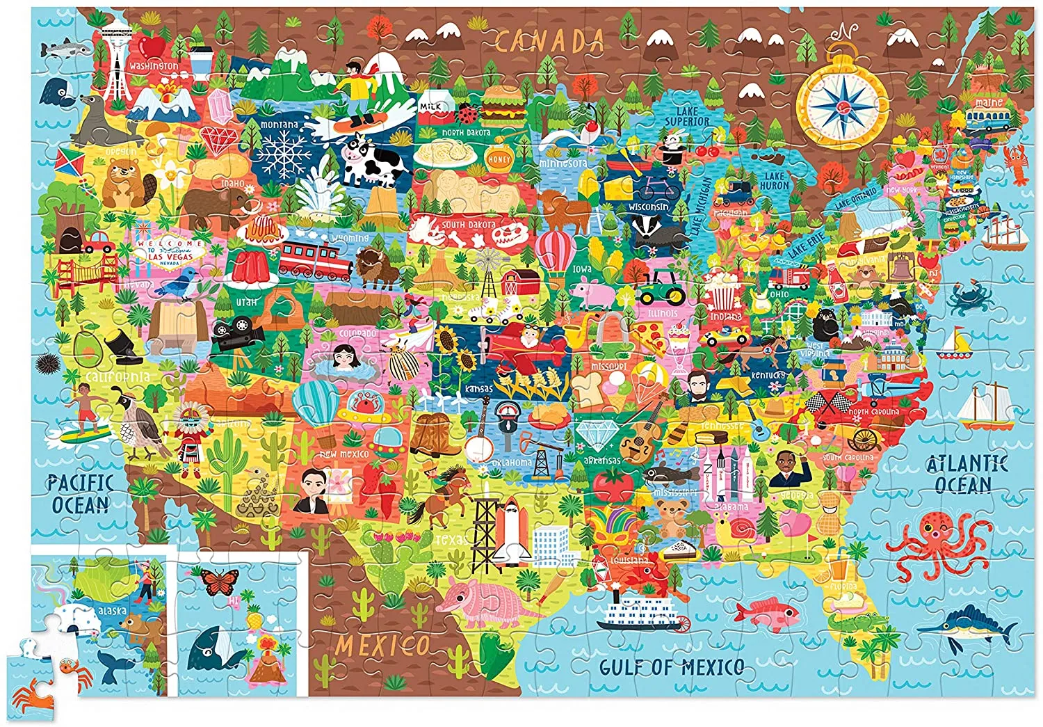 USA Shaped 200 Piece Puzzle