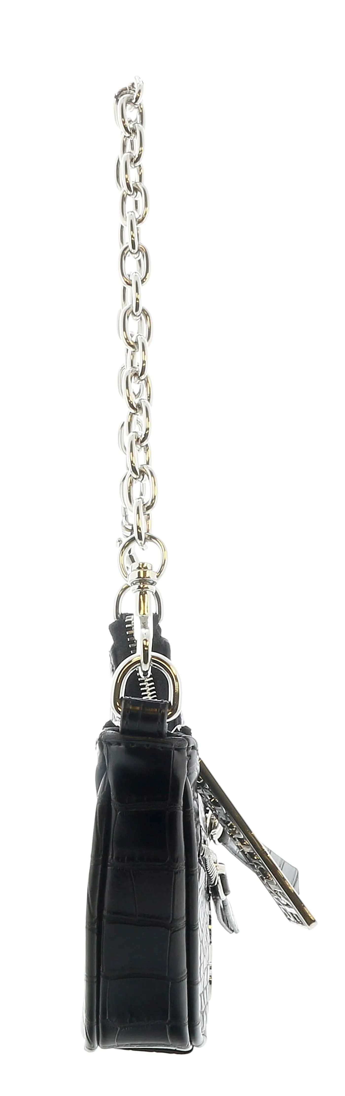 Versace Jeans Couture Black Half Moon  Embossed Zipper Hobo Bag