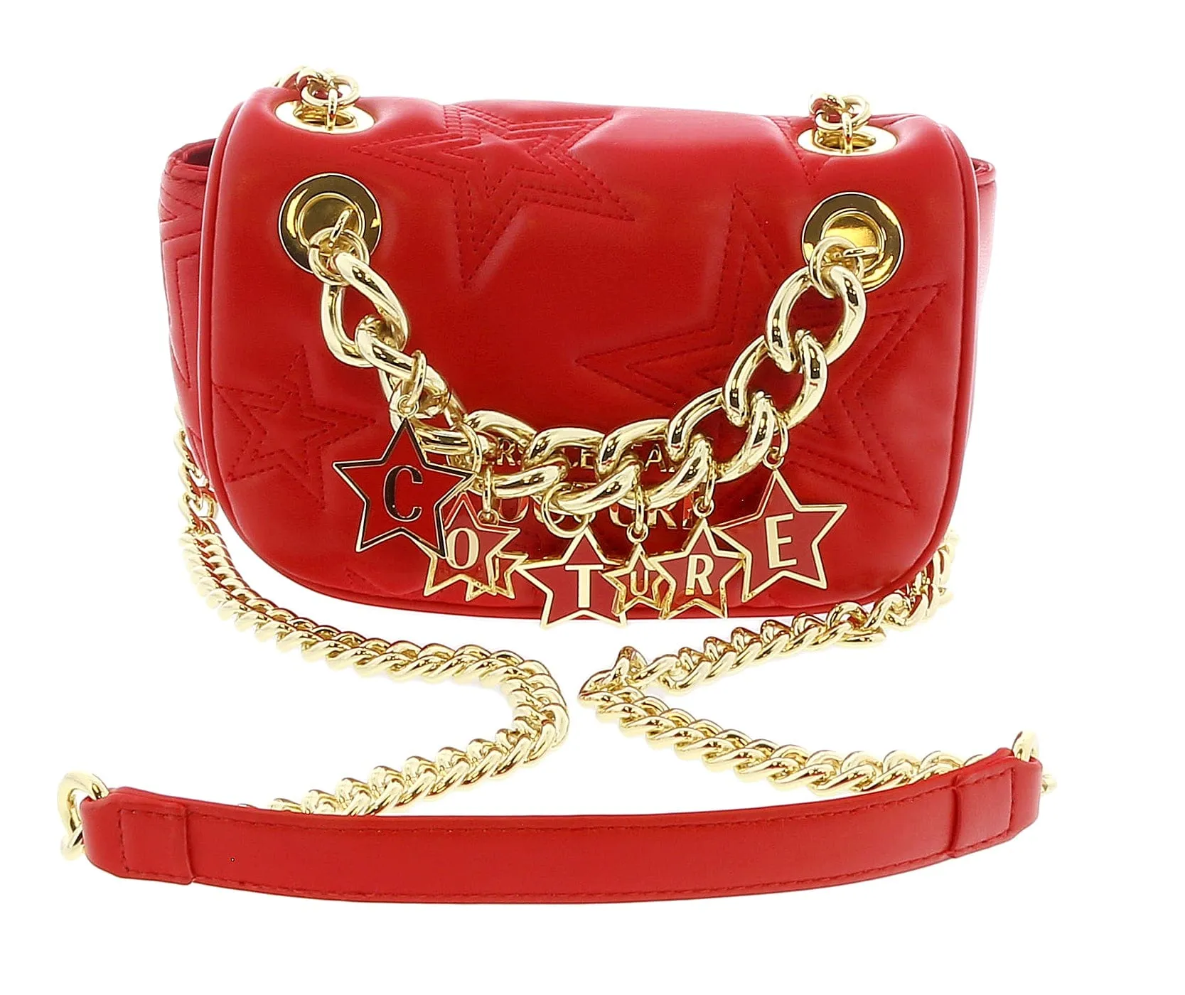 Versace Jeans Couture  Red Star Quilted Charm Embellished Crossbody Bag
