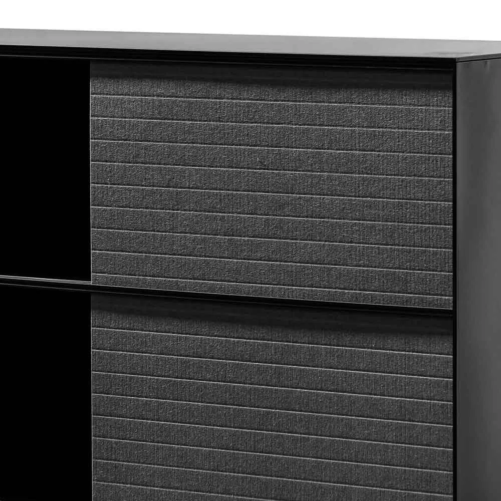 Winford Inter-layered Black Storage Cabinet - Grey Doors