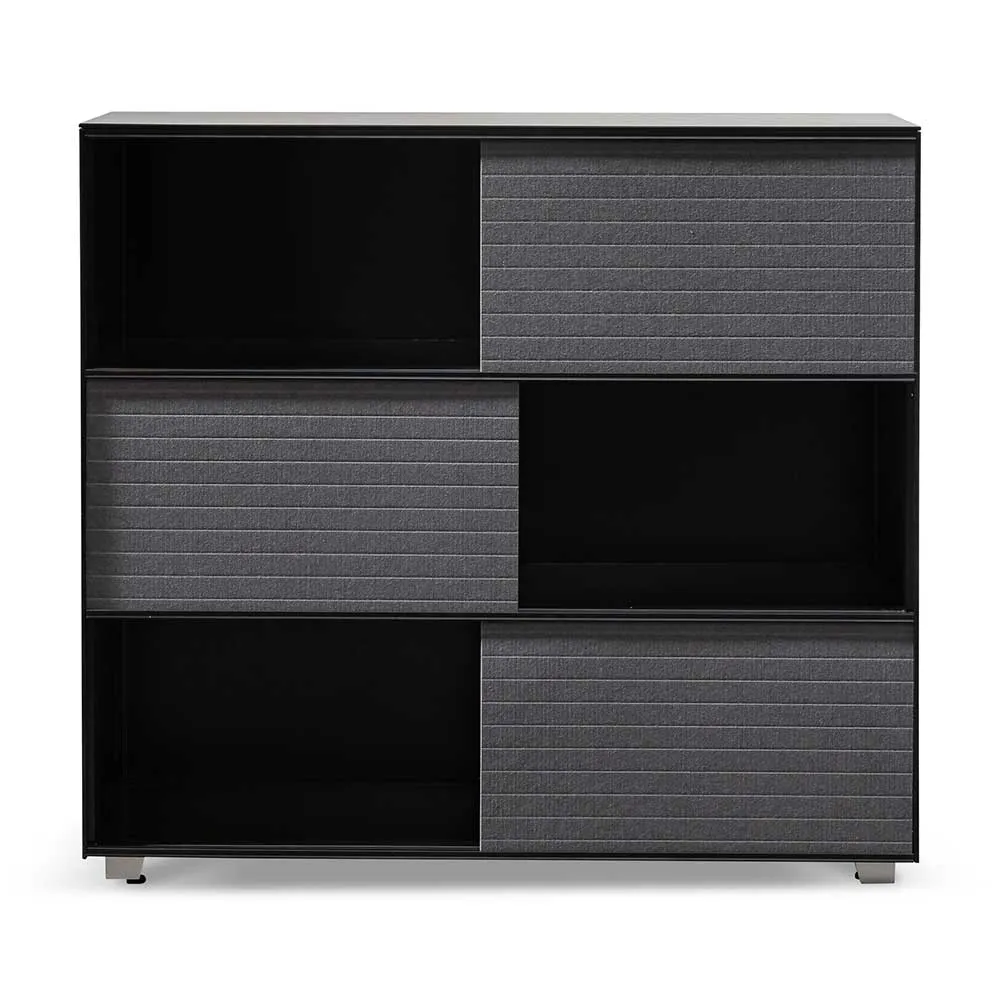 Winford Inter-layered Black Storage Cabinet - Grey Doors