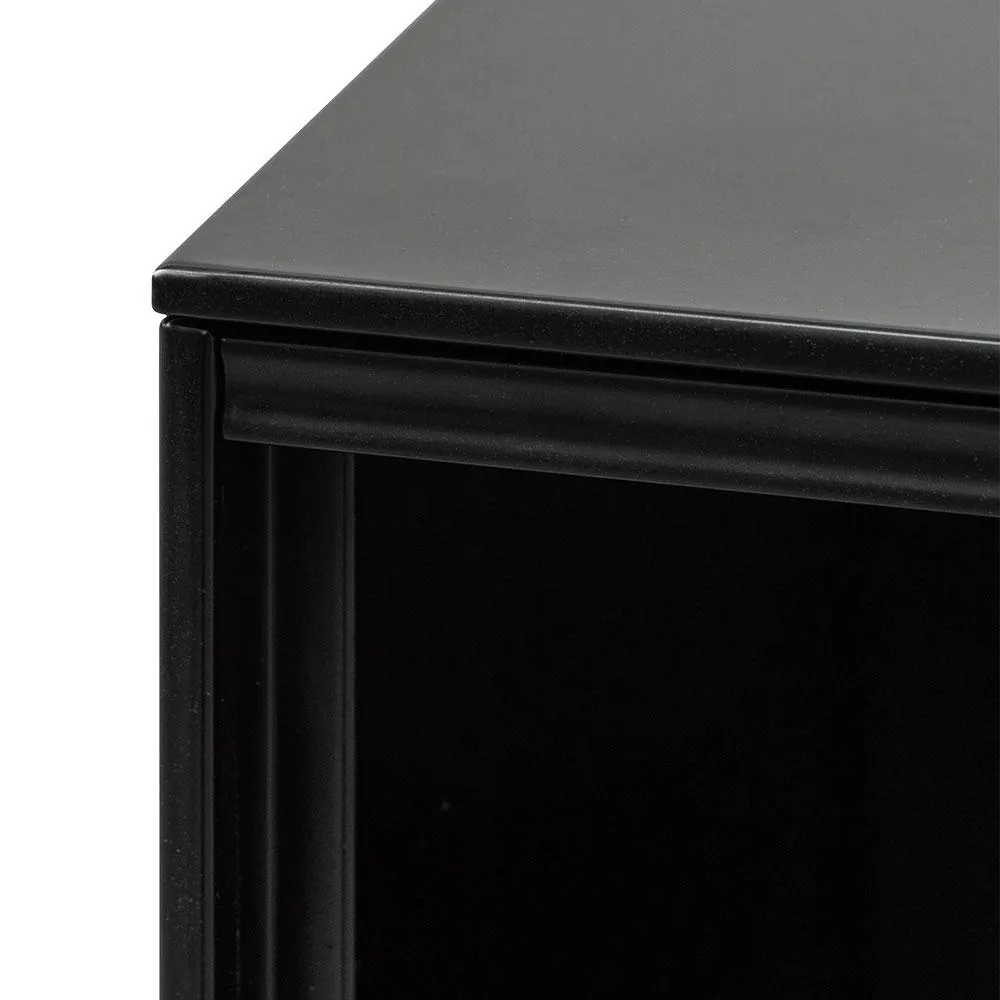 Winford Inter-layered Black Storage Cabinet - Grey Doors