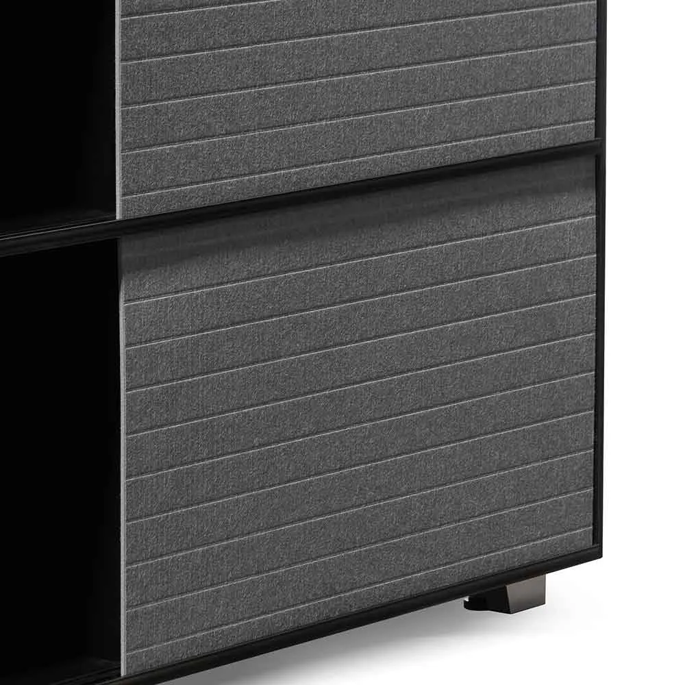 Winford Inter-layered Black Storage Cabinet - Grey Doors