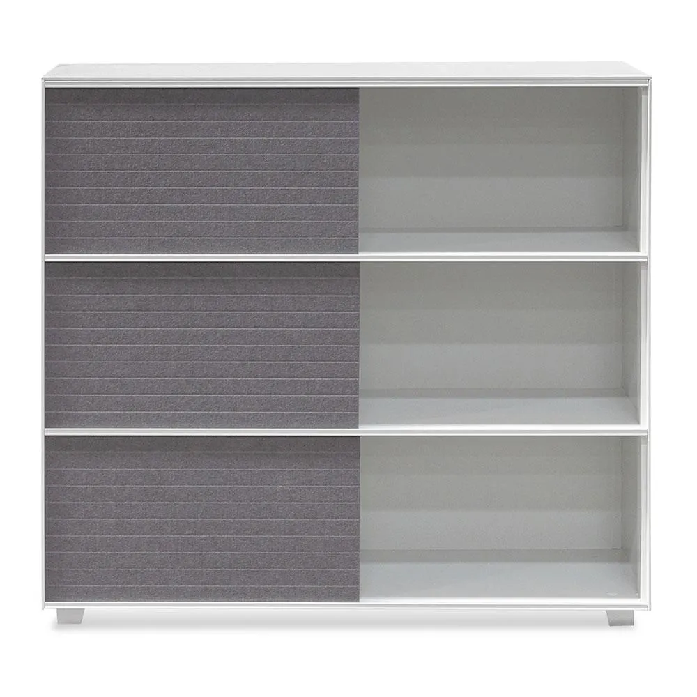 Winford Inter-layered White Storage Cabinet - Grey Doors