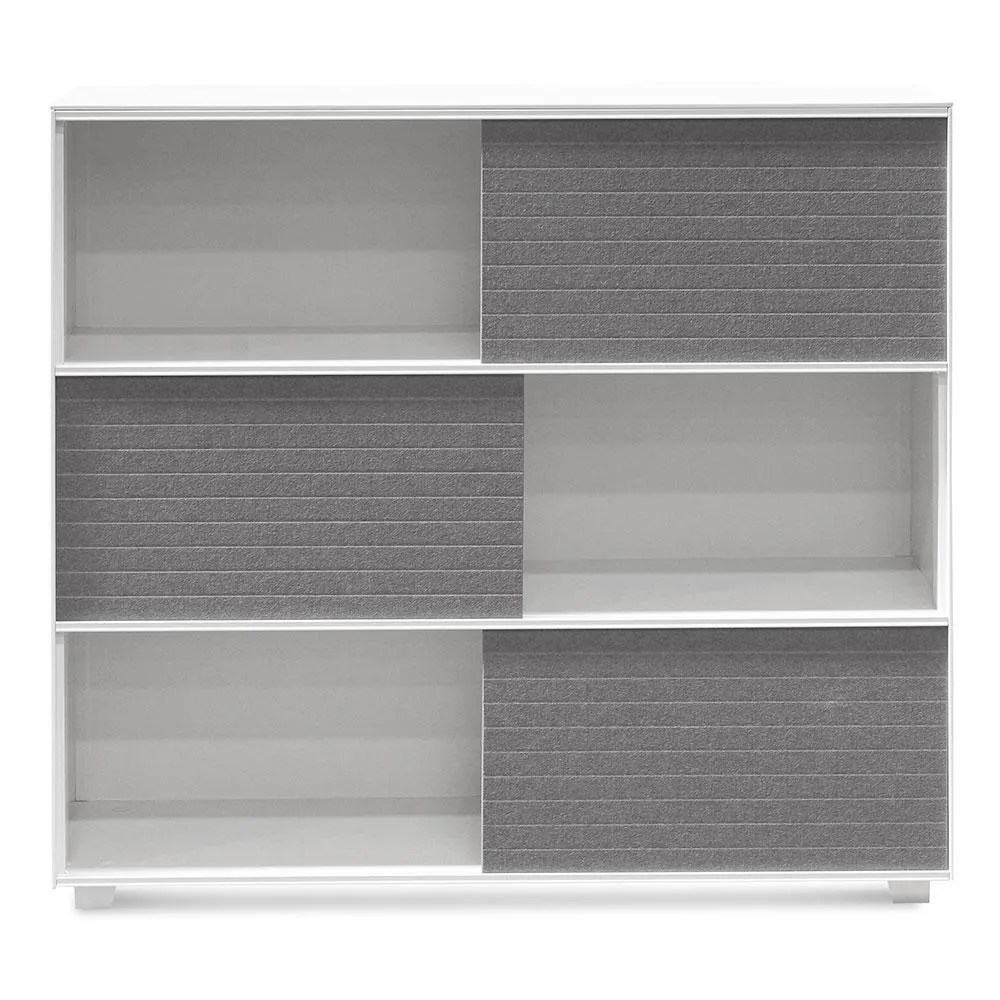 Winford Inter-layered White Storage Cabinet - Grey Doors