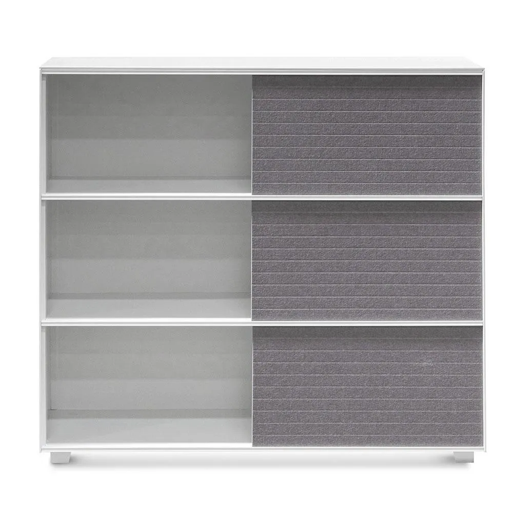 Winford Inter-layered White Storage Cabinet - Grey Doors