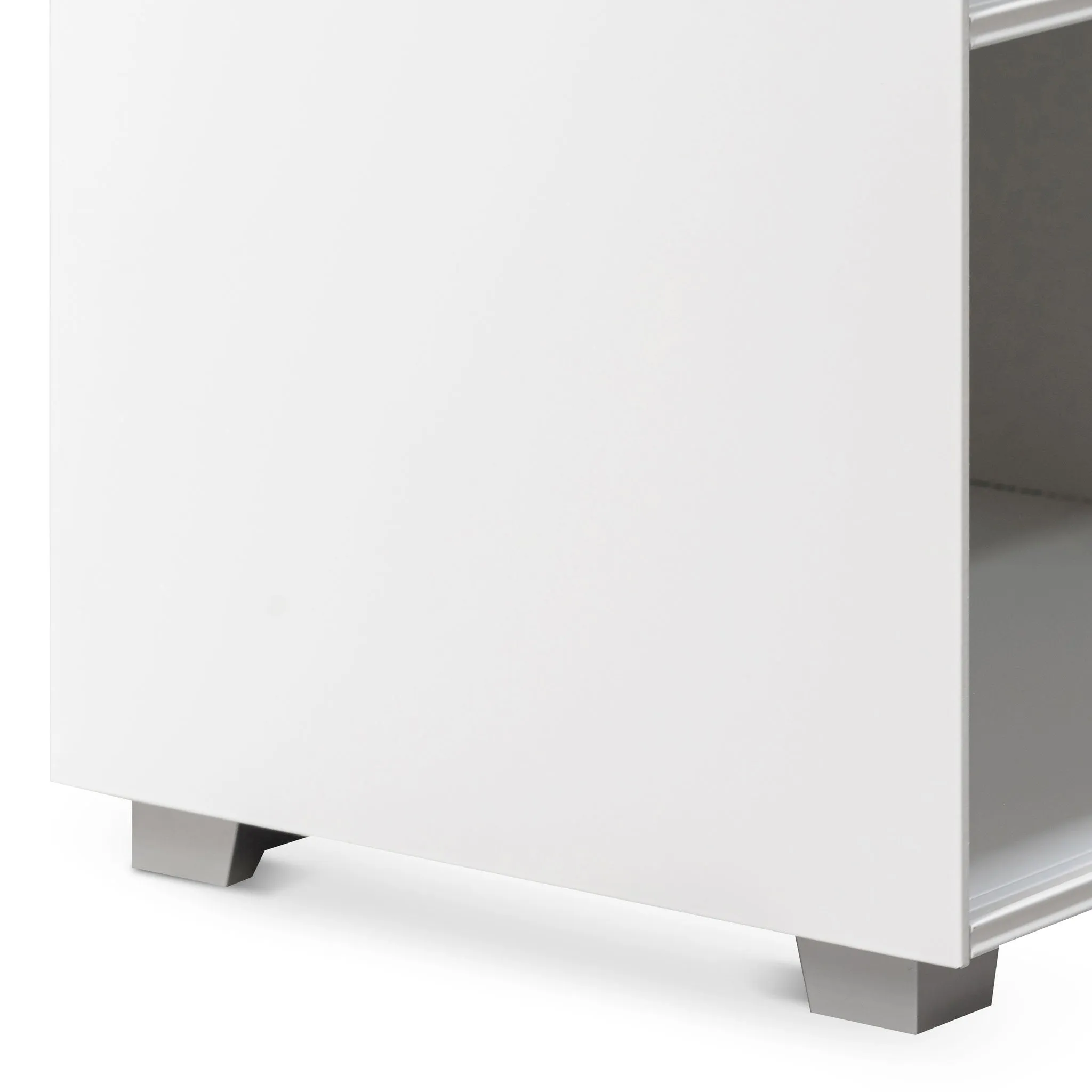 Winford Inter-layered White Storage Cabinet - Grey Doors