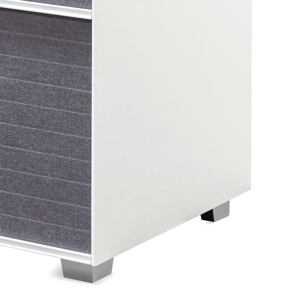 Winford Inter-layered White Storage Cabinet - Grey Doors