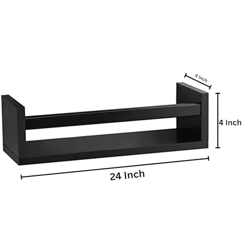 WooDinto Wooden Wall Shelves for Living Room, Bedroom | Wall Mounted Shelf | Wall Hanging Storage Unit | Wall Organiser Shelf (Floating Set of 3 - White - 24 Inch)