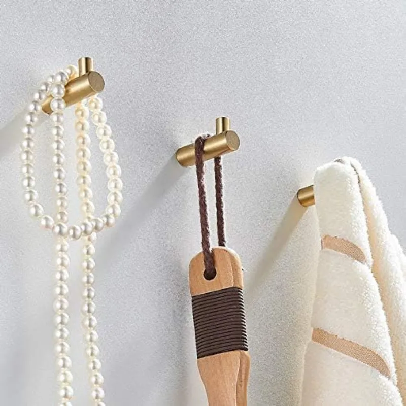 YANGQIHOME Pack of 4, Gold Brass Decorative Wall Hooks Towel Hook, Coat Hook Hangers Wall Mounted (L-Shaped)